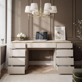 lookway Schreibtisch AURORA DOUBLE Kaschmir / Beige / Gold