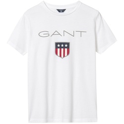GANT Jungen T-Shirt - Teen Boys SHIELD Logo, Kurzarm, Rundhals, Baumwolle, uni Weiß 170