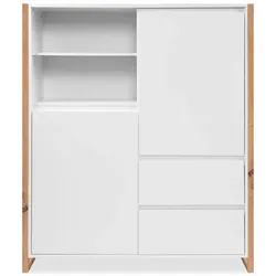 Finori Highboard Denver 51 – Highboard, weiß / Dekor Artisan Oak, 120 x 139 x 40 cm