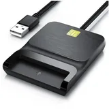 CSL Speicherkartenleser USB SmartCard Reader / Chipkartenleser, Sim Kartenleser, USB 2.0, Cardreader für SIM Cards, SD, MicroSD, für Mac OS X & Windows 7-11 schwarz