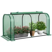 KOMFOTTEU Gewächshaus, Tomatenhaus mit Rolltür & Metallrahmen grün