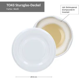 Mambocat 50er Deckelset TO43 weiß Deckel Sturzgläser, Rundrand Einkochen Konservieren Ersatzdeckel / Weiß