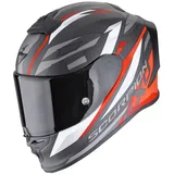 Scorpion Exo-R1 Evo Carbon Air Runner Integralhelm - Matt Schwarz/Weiß/Grau/Rot / M