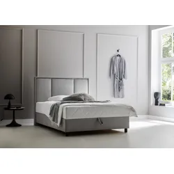 Boxbett "ARLA", grau (hellgrau), B:105cm L:213cm, ATLANTIC HOME COLLECTION, Komplettbetten, Boxspringbett, mit Taschen-Federkernmatratze und Bettkasten