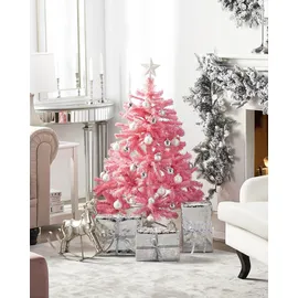 Beliani Weihnachtsbaum Farnham Rosa 120 cm