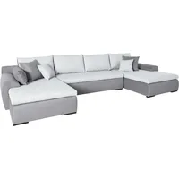 Wohnlandschaft HOME AFFAIRE "Win U-Form" Sofas Gr. B/H/T: 366cm x 85cm x 176cm, Struktur-Samtvelours, Recamiere beidseitig montierbar, Ohne Bettfunktion und Bettkasten, grau (silbergrau) wahlweise mit Bettfunktion und Bettkasten