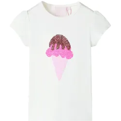 Kinder-T-Shirt Weiß 140 – Verspieltes Design mit Wendepailletten - 140