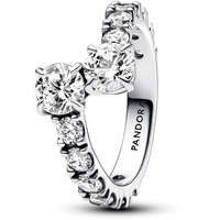 Pandora Timeless Glitzernder Überlappender Band-Ring aus Sterling Silber mit Zirkonia, Größe: 56,