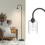 EMKE Stehlampe Schwarz, LED Stehleuchte Wohnzimmer E27 Standleuchte mit Fußschalter, Retro Leselampe Stehlampe Schlafzimmer Floor Lamp Outdoor Stehlampen Bogenlampe