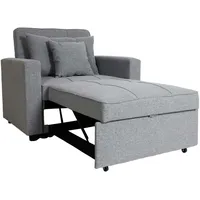 Mendler Schlafsessel HWC-L90, Klappsessel Schlafsofa Gästebett Relaxsessel, Liegefläche 197x103cm Stoff/Textil - hellgrau