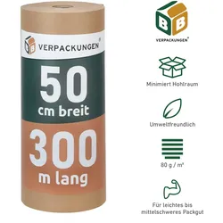 4 x Natronmischpapier (0,5 x 300 m) Packpapier braun reißfest Kraftpapier Verpackungsmaterial Polstermaterial BB-Verpackungen