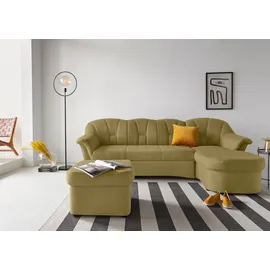 DOMO collection Ecksofa DOMO COLLECTION "Papenburg, zeitlose Rückensteppung, elegante Formensprache, L-Form", grün (grün, gelb), B:235cm H:84cm T:140cm, Kunstleder SOFTLUX;Luxus-Microfaser (100% Polyester);Struktur ( 90% Polyester, 10% Polyacryl);Microfaser PRIMABELLE