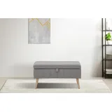 otto home Truhenbank OTTO HOME "AMIRA Sitzbank mit Stauraum, Maße B/T/H: 81/36/43 cm", grau (mittelgrau), B:81cm H:43cm T:36cm, Struktur fein (100% Polyester);Samtvelours (100% Polyester);Luxus-Microfaser weich (100% Polyester), Sitzbänke, mit Staufach, in 3