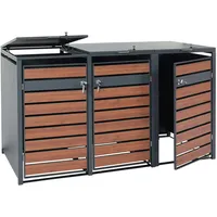 Mendler XL 3er/6er-Mülltonnenverkleidung HWC-J81, Mülltonnenbox, Metall 95kg anthrazit ~