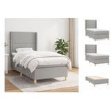 vidaXL Boxspringbett mit Matratze Hellgrau 100x200 cm Stoff