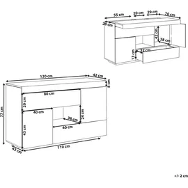 Beliani Sideboard 2 in 1 120 x 75 x 60 cm Weiß / Braun