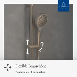 Villeroy & Boch Verve Showers Duschgarnitur mit Stange 3 Strahlarten Nickel gebürstet TVS10900700064