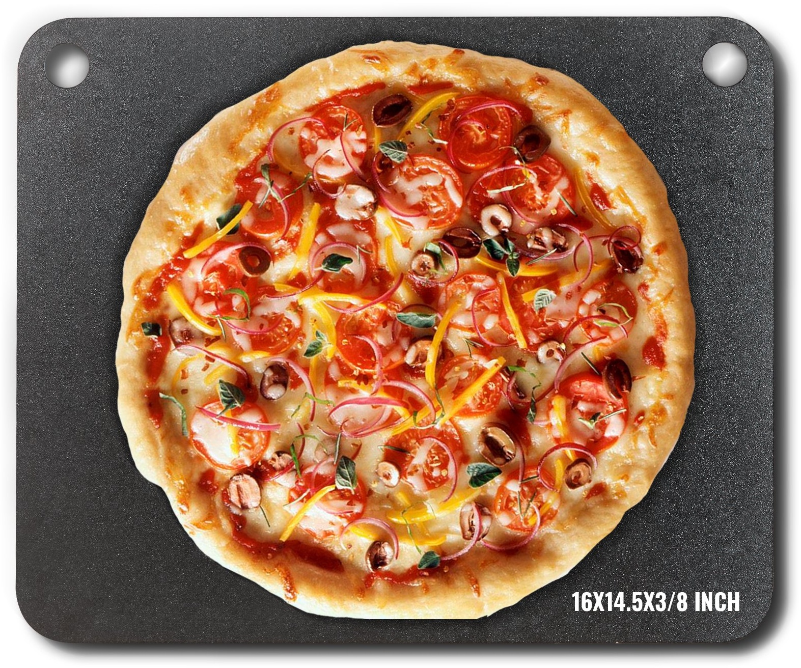 VEVOR Pizzastein Pizzastahl 406 x 368 x 10 mm, Pizzastahlplatte für den Ofen, Vorgewürzter Pizza-Backstein aus Q235-Kohlenstoffstahl mit Höherer Leitfähigkeit für Restaurants, Cafés, Straßenläden