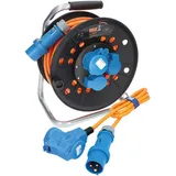 KALLE DAS KABEL Kabeltrommel Camping CEE-Campingkabel 3G 2,5mm2 EXTREME SIGNAL 25 Meter Kabeltrommel + Anschlussleitung mit Winkelkupplung 1,5m