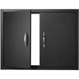 Vevor Grill-Zugangstür, 788x610x46 mm, doppelte Außenküchentür, flächenbündig montierte Kaltplattentür, vertikale Wandtür mit Griffen, für Grillinsel Grillstation (Edelstahl + ölbesprühtes Produkt)