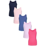 TupTam Unterhemden Mädchen Baumwoll Unterhemd 5er Pack Tank Top Ärmellos Kinder, Farbe: Punkte Rosa Blau Lila, Größe: 146-152 - 146-152
