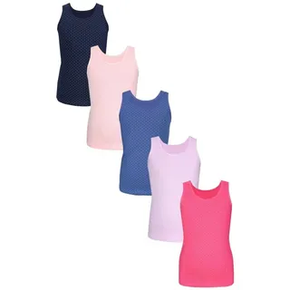 TupTam Unterhemden Mädchen Baumwoll Unterhemd 5er Pack Tank Top Ärmellos Kinder, Farbe: Punkte Rosa Blau Lila, Größe: 146-152 - 146-152