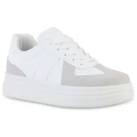 Stiefelparadies Damen Plateau Sneaker in Weiss