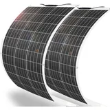 200W Flexibles Solarpanel 2x100W 24V/12V Monokristalline Biegbare-Semi-Flexible Solarpanel Ladegerät Off-Grid für RV Boot Kabine Van Auto Unebenheiten Oberflächen