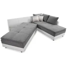 luma-home Ecksofa-Dauerschläfer, Weiß, Hellgrau, & Couches, Wohnlandschaften, Ecksofas