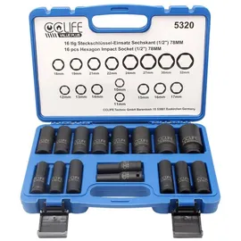 CCLIFE Steckschlüssel 16-tlg. 1/2"