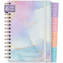 Häfft Häfft-Timer Fancy 2025/2026 A5 "Bleu & Rosé" Schülerplaner mit Hardcover und Spiralbindung für Oberstufe, Ausbildung, Studium, Laufzeit Aug 2025 - Sep 2026 – nachhaltig & klimafreundlich