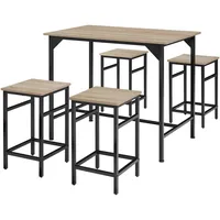 Tectake Bartisch Set Edinburgh 100 x 124 x 88,50 cm Holz Hell/Eiche Sonoma