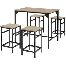 Tectake Bartisch Set Edinburgh 100 x 124 x 88,50 cm Holz Hell/Eiche Sonoma