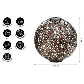 Dehner Solarleuchte Metall Ø 40 cm 1 Stück Silber/Kupfer