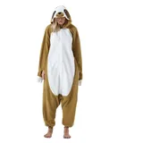 AKAAYUKO Damen Herren Karneval Kostüm Pyjama Weihnachten Tiere Onesie Halloween Jumpsuit Schlafanzug Faschingskostüme Overall Nachtwäsche Faultier - L
