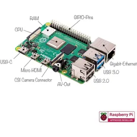BerryBase Raspberry Pi 4 Computer Modell B, 4GB RAM Light Starter Kit, weiß