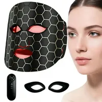 Yoicee LED Gesichtsmaske, 7 Lichttherapien für Anti-Aging und Akne, Infrarot Lichttherapiemaske für Gesicht, Wiederaufladbare Silikon-Maske für strahlende Haut, Schwarz
