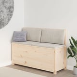 Festnight Sitzbank mit Stauraum Holz Truhenbank Holz Gartenbank Kissenbox mit Stauraum Holzbank Truhenbank Sitztruhe Balkon Sitzbank Grau 112,5x51,5x96,5 cm