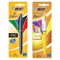 BIC 4 Farben Kugelschreiber Set: 1er Pack 4 Colours Pro und 1er Pack 4 Colours Sun, zum Schreiben in klassischen und leuchtenden Farben