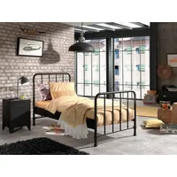 Vipack Kinderbett BRONXX 90 x 200 cm Metall schwarz matt