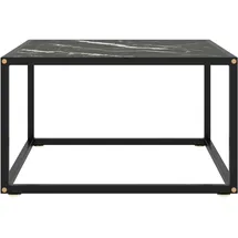 vidaXL Couchtisch Schwarz mit Schwarzem Glas in Marmor-Optik 60x60x35