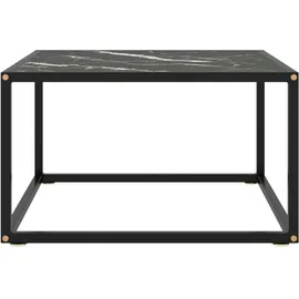 vidaXL Couchtisch Schwarz mit Schwarzem Glas in Marmor-Optik 60x60x35