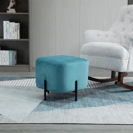 Homcom Fußhocker gepolstert Kunststoff 44,5 x 41,5 x 44,5 cm Türkis