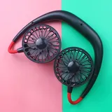 Amxcnoy Tragbarer Nackenventilator, Freihändig, Usb-aufladbar, Mit 3 Einstellbaren Geschwindigkeitsstufen Und Farbigem Licht