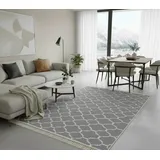 jimri Teppich Läufer - Tepiche für Wohnzimmer, Schlafzimmer, Küche, Kinderzimmer, Badezimmer - Boho Kelim - Läufer Flur, Hellgrau-Weiß, Größe: 160x230 cm