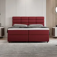 Panda möbel Boxspringbett 160x200, mit Bettkasten, Rot, Matratze und