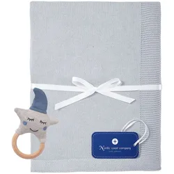 nordic coast company Wolkendecke Grau Rassel Blau Geschenk Baby Turban Kupfer+ Rosa Silber