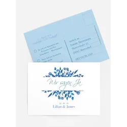 Antwortkarten für Ihre Feier selbst gestalten mit Spruch und Fotos im Onlinedesigner bei Meine-Kartenmanufaktur.de