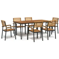 vidaXL 7-tlg. Garten-Essgruppe Massivholz Akazie und Metall