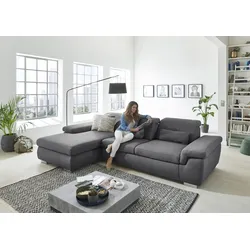 Ecksofa DIE PLANBAR "MP-IN17041 L-Form", grau, B:325cm H:85cm T:195cm, 100% Polyester, Sofas, mit Sitztiefenverstellung, optional Kopfteilverstellung & Bettfunktion